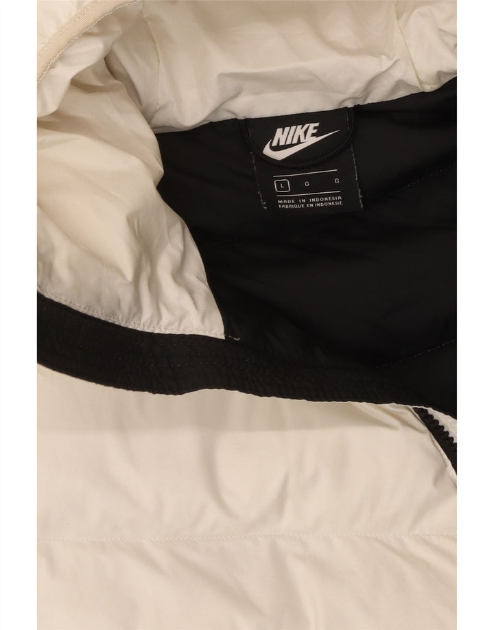 Męska wyściełana kurtka z kapturem Nike UK 40, duża, czarna, z blokami kolorów