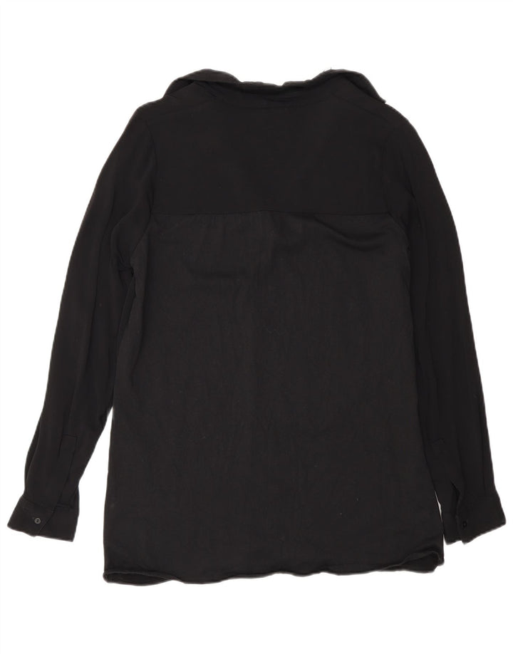 Damska bluzka z długim rękawem Massimo Dutti Top UK 10 Small, czarna wiskoza