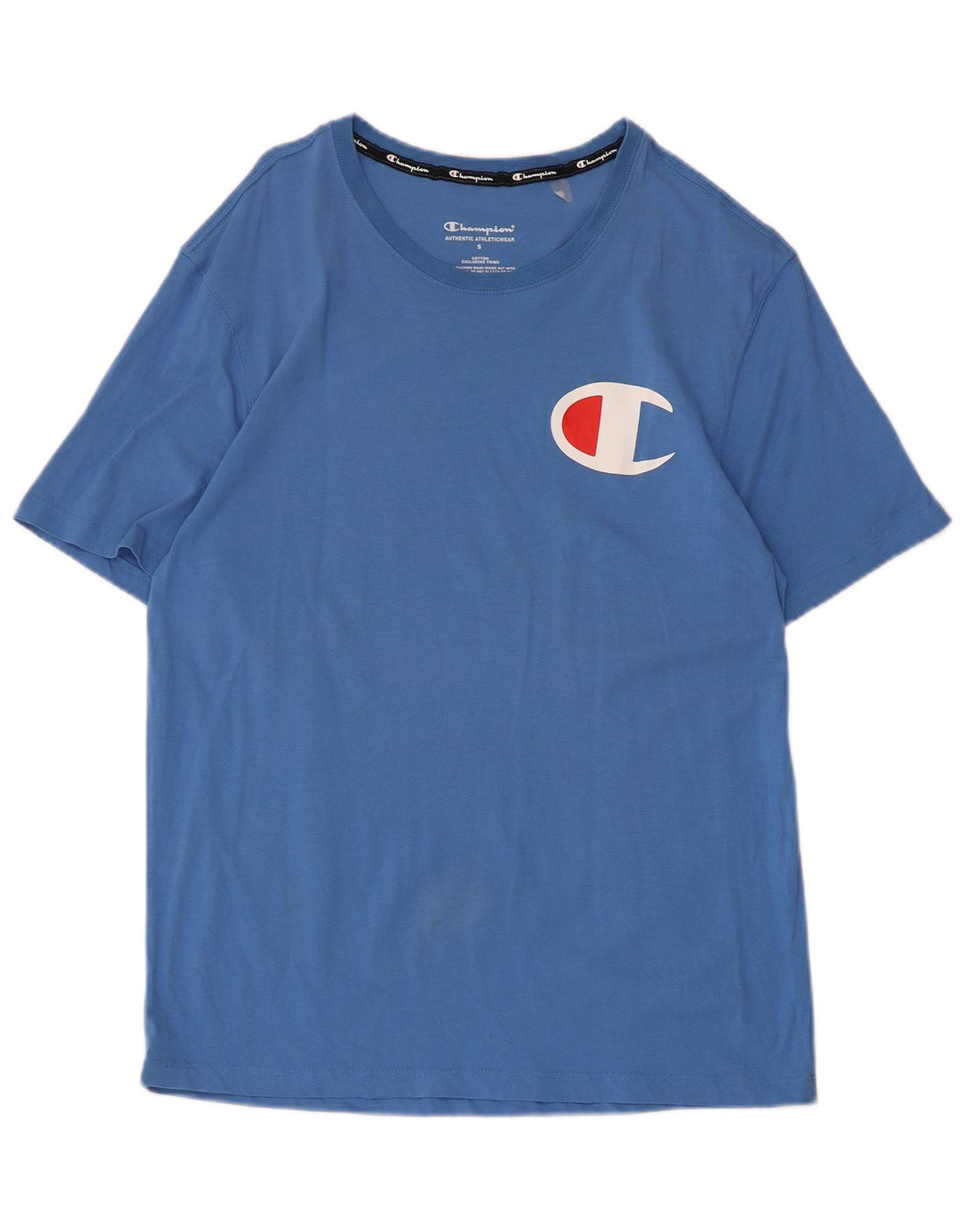 Męski T-shirt Champion z grafiką, mały, niebieski, bawełniany