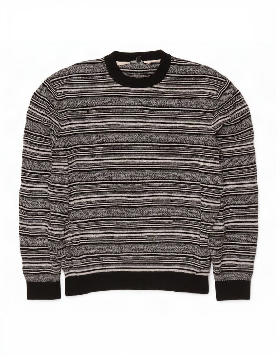 Męski sweter Ted Baker z okrągłym dekoltem, rozmiar 5 XL, wiskoza w czarne paski