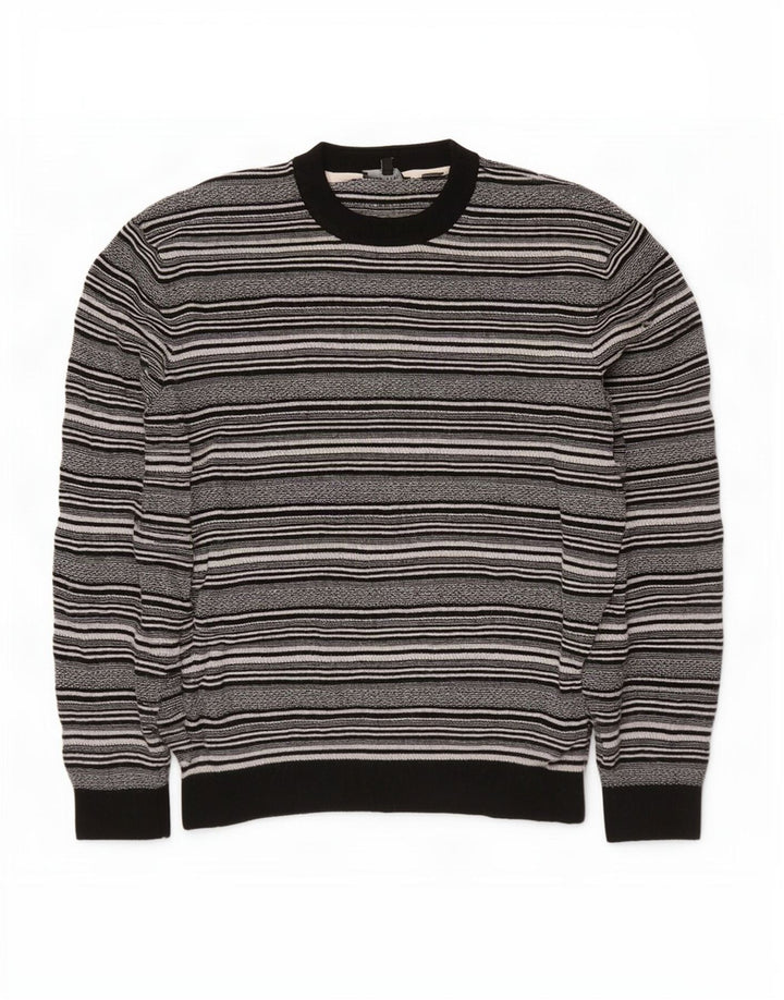 Męski sweter Ted Baker z okrągłym dekoltem, rozmiar 5 XL, wiskoza w czarne paski
