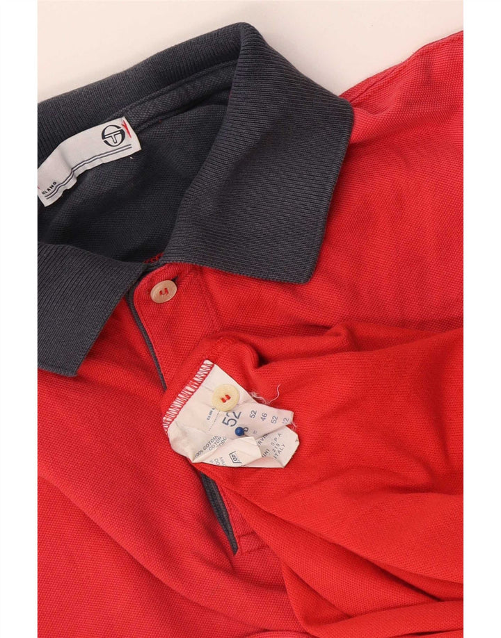 Męska koszulka polo Sergio Tacchini IT 52, duża, czerwona, bawełniana w bloki kolorów