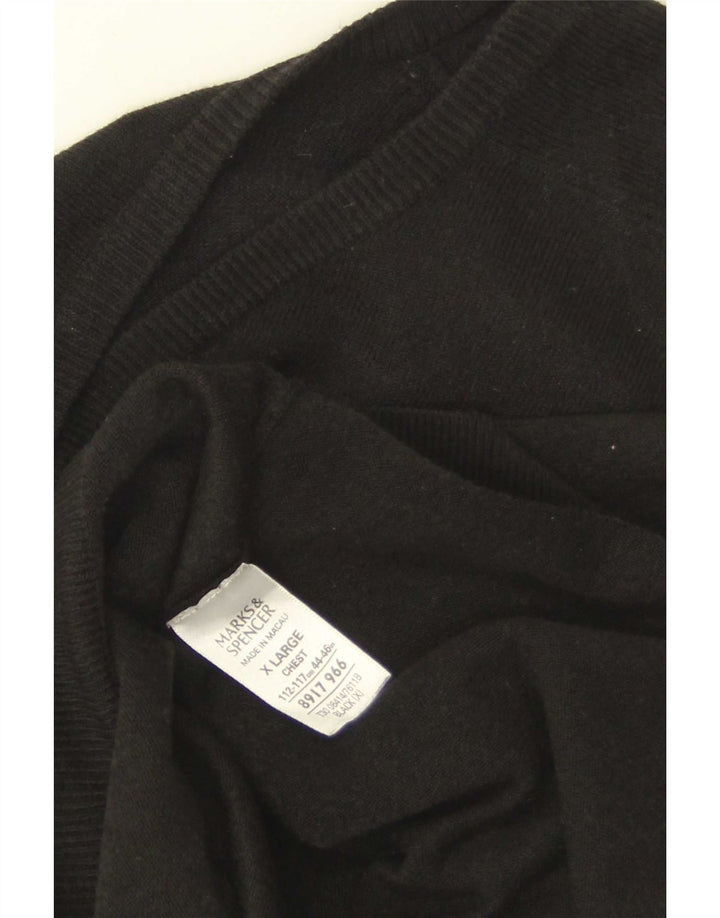 Marks & Spencer Męski sweter z dekoltem w kształcie litery V, XL, czarny, akrylowy
