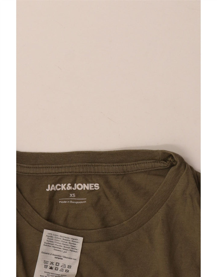 JACK & JONES Męski top z długim rękawem XS, bawełniany khaki