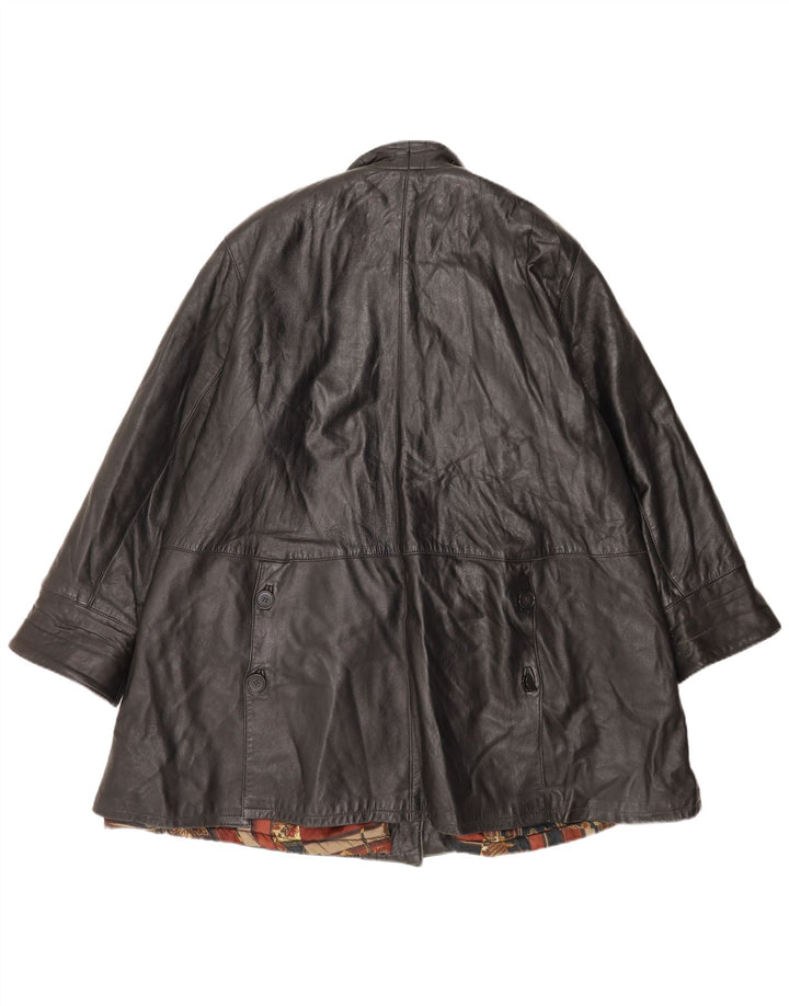 VINTAGE damski płaszcz skórzany oversize IT 44 średniej czarnej skóry