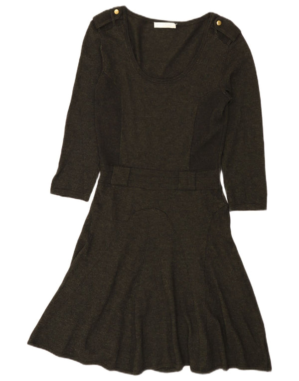 Whistles Damski sweter wojskowy z rękawem 3/4, UK 10, mała wełna khaki