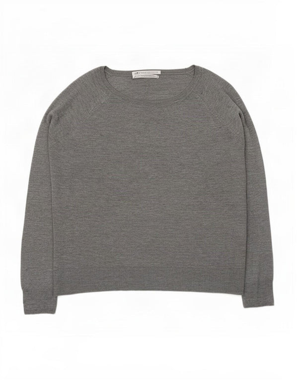 Damski sweter z okrągłym dekoltem Zara UK 18 XL Szara wiskoza