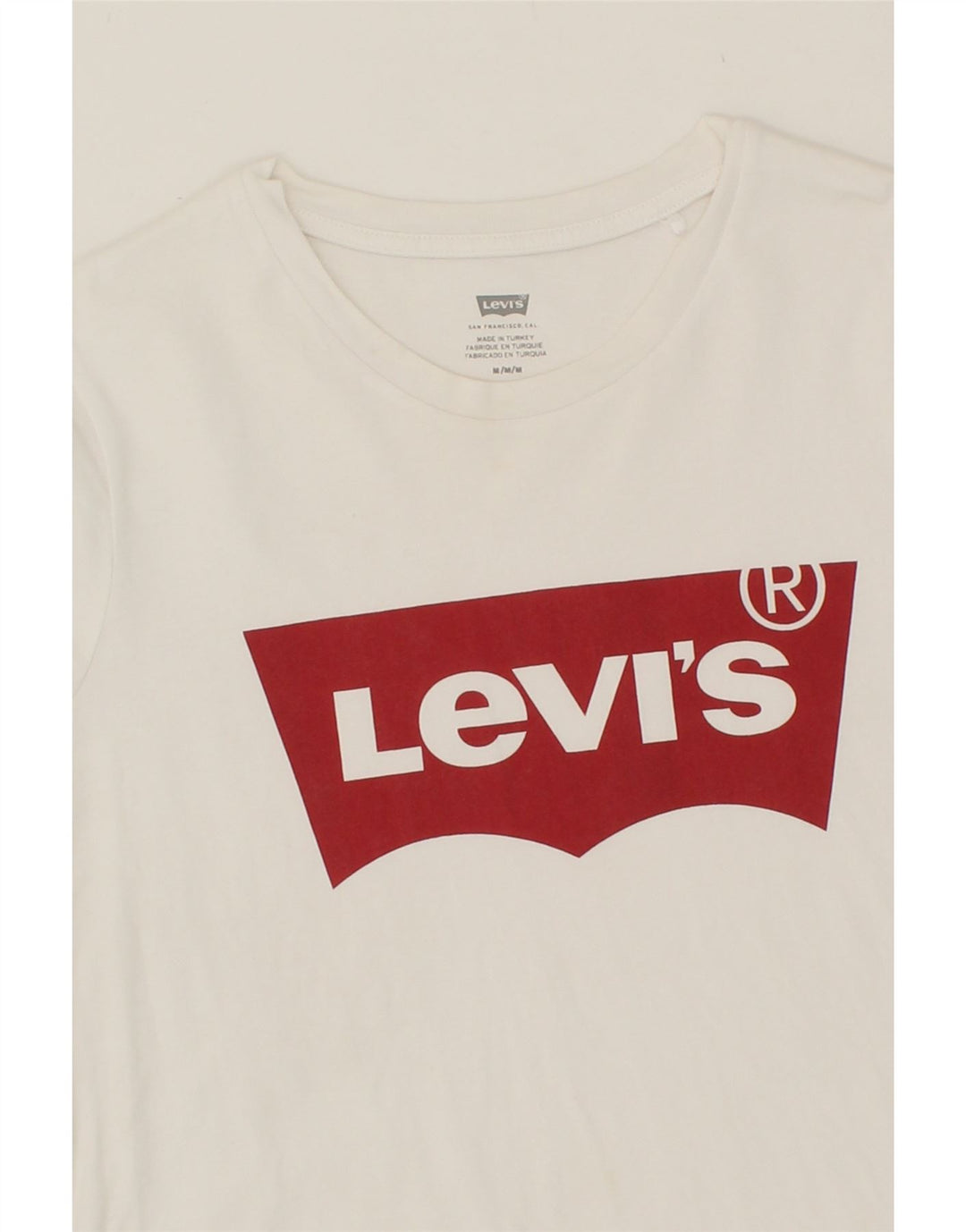 LEVI'S Womens Graphic T-Shirt Top UK 12 Medium White Vintage Levi's and Second-Hand Levi's from Messina Hembry 
