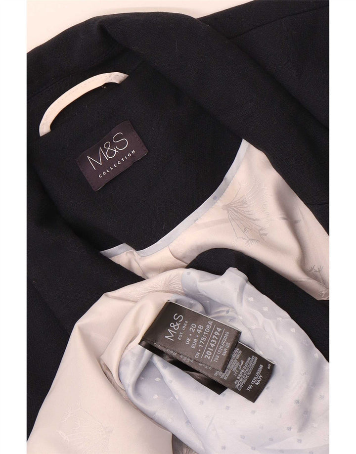 Marks & Spencer Damska marynarka zapinana na 1 guzik UK 20 2XL Granatowy poliester