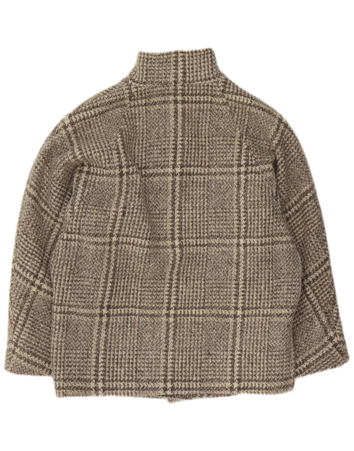 Vintage damski płaszcz oversize UK 16 w dużą szarą kratkę