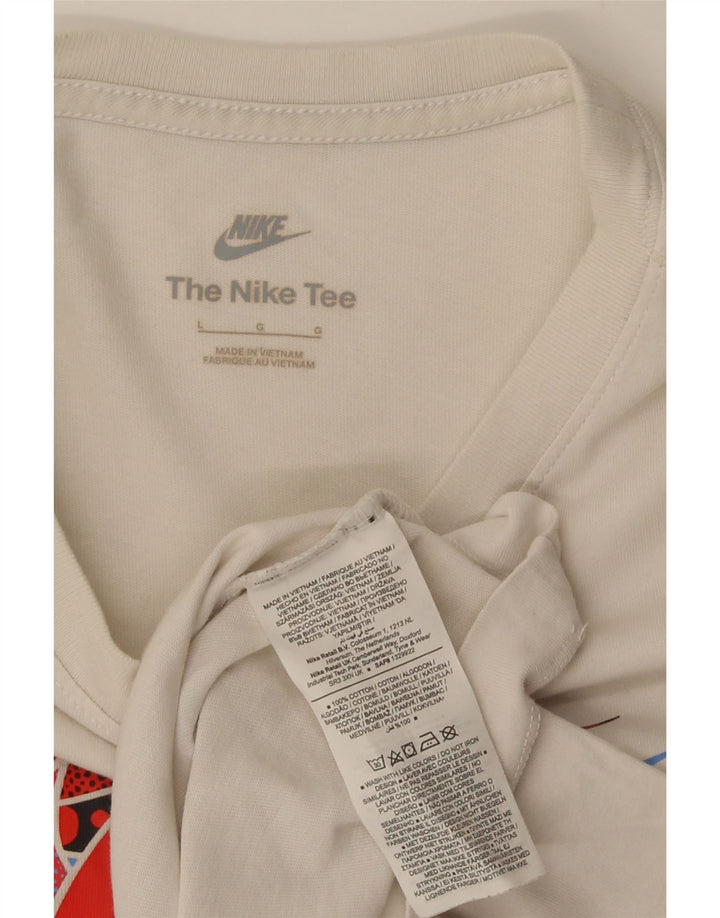 Męski T-shirt z grafiką Nike, duży, bawełniany w kolorze złamanej bieli