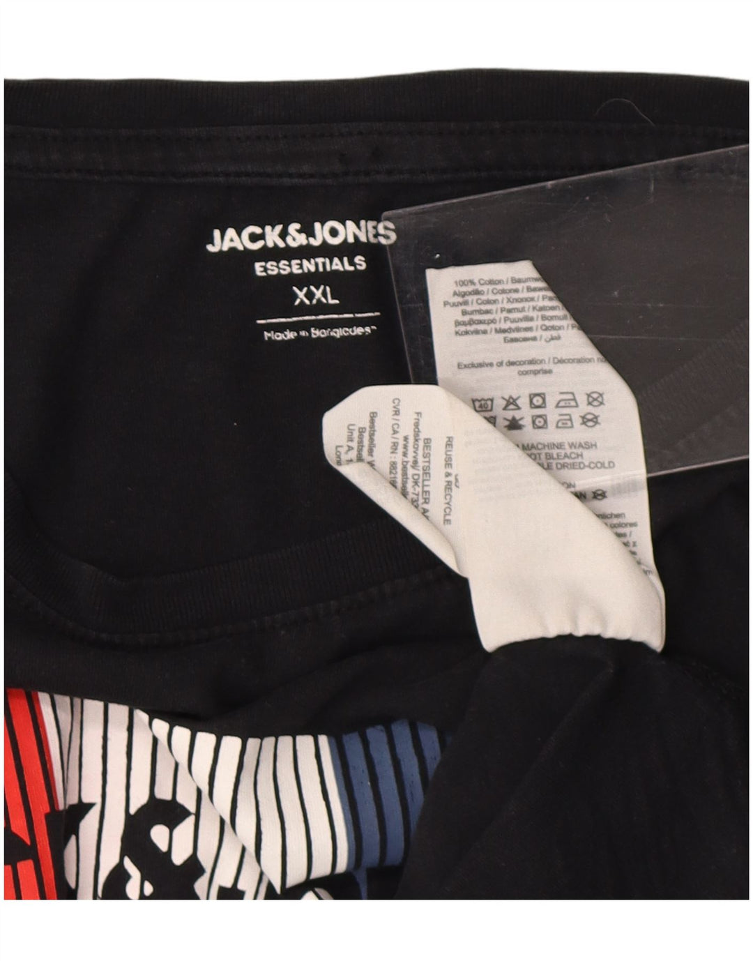 Męski T-shirt z grafiką Jack & Jones, 2XL, czarna bawełna