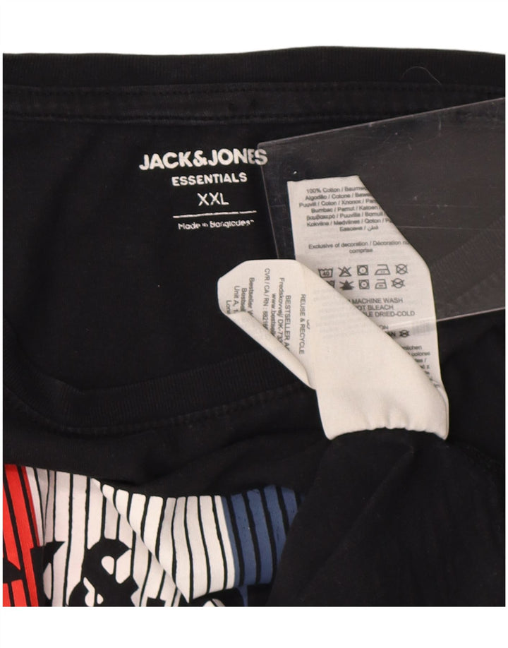 Męski T-shirt z grafiką Jack & Jones, 2XL, czarna bawełna