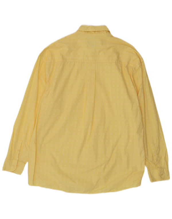 Koszula męska w stylu vintage, rozmiar 43/44 XL, żółta, geometryczna bawełna