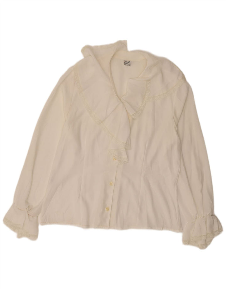 Damska bluzka oversize Primavera Firenze UK 16, duża, biała, poliestrowa
