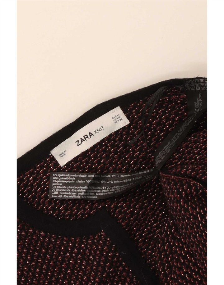Damski sweter z długim rękawem Zara, UK 14, średni czerwony, geometryczny