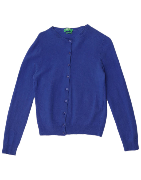 Sweter damski Benetton Crop Cardigan UK 12 Średni niebieski, nowa wełna