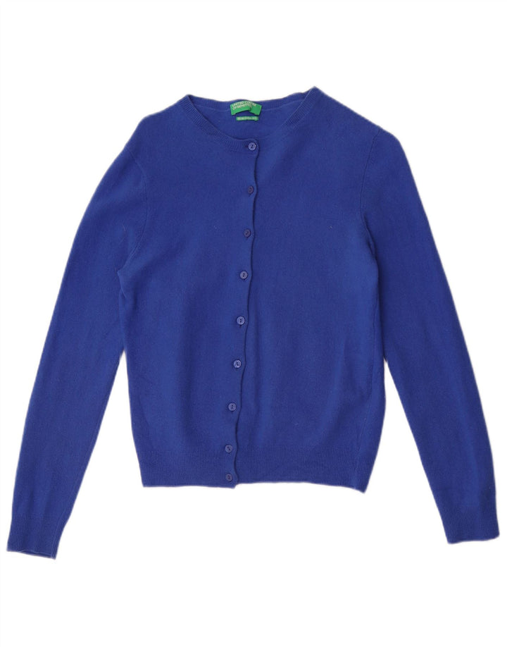 Sweter damski Benetton Crop Cardigan UK 12 Średni niebieski, nowa wełna