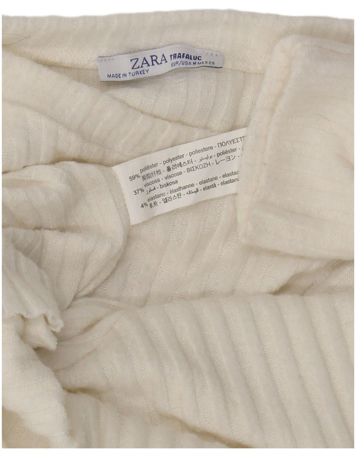 Damski sweter Zara z dekoltem w łódkę, UK 14, średni biały poliester