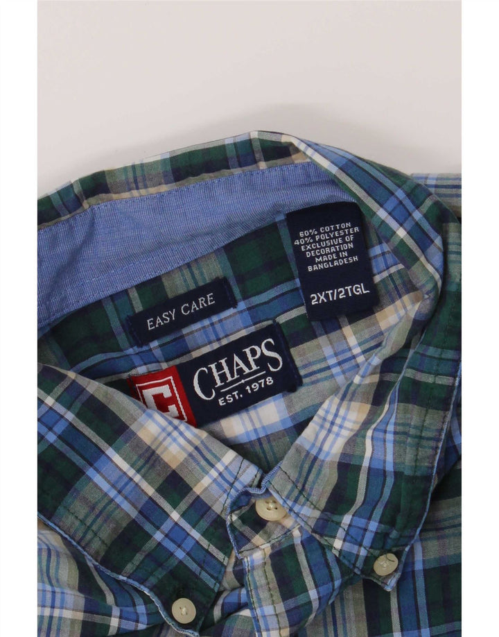 Chaps Mens Easy Care Shirt 2XL Blue Check Cotton