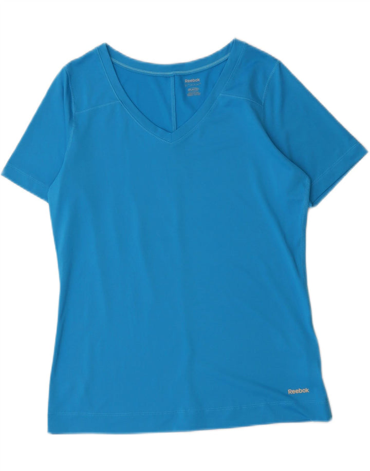 REEBOK Womens T-Shirt Top UK 12 Medium Blue Polyester Sports