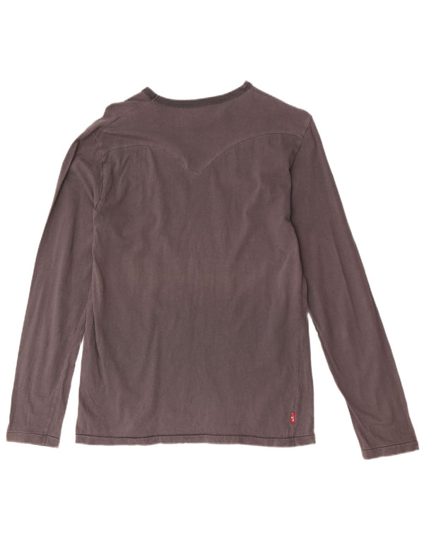 Męski graficzny top Levi's z długim rękawem, mały, szary, bawełniany