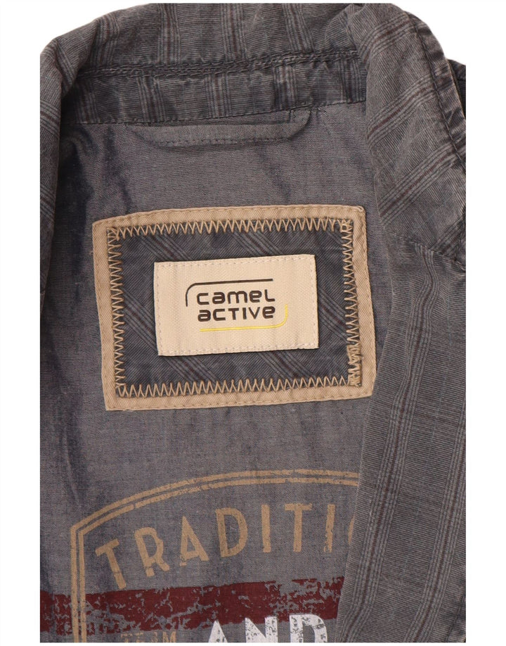 Męska marynarka CAMEL ACTIVE zapinana na 2 guziki IT 48, bawełniana w średnią niebieską kratkę