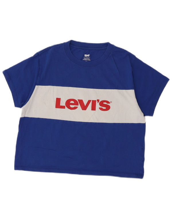 Damska koszulka Levi's Crop Graphic Top UK 10 Small Blue Colourblock