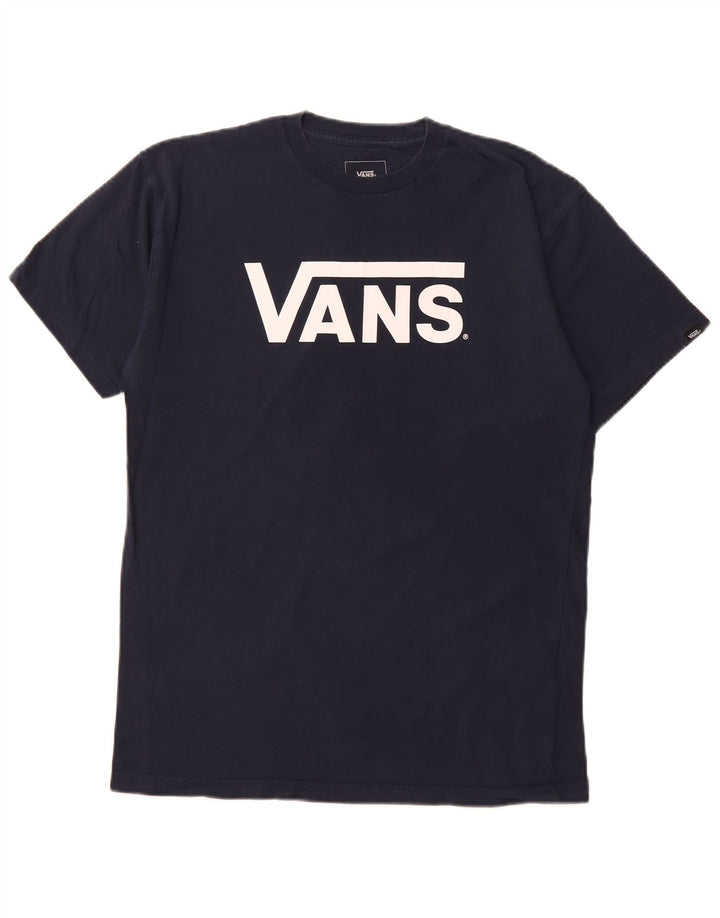 Męski T-shirt VANS o klasycznym kroju z grafiką, średni, granatowy, bawełniany