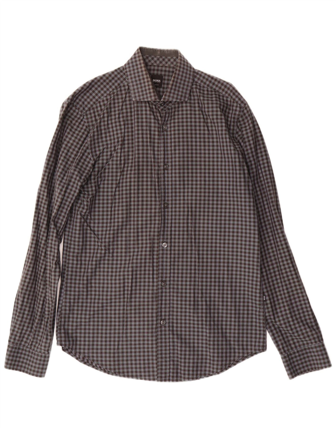 Męska koszula slim fit HUGO BOSS, średnia szara kratka