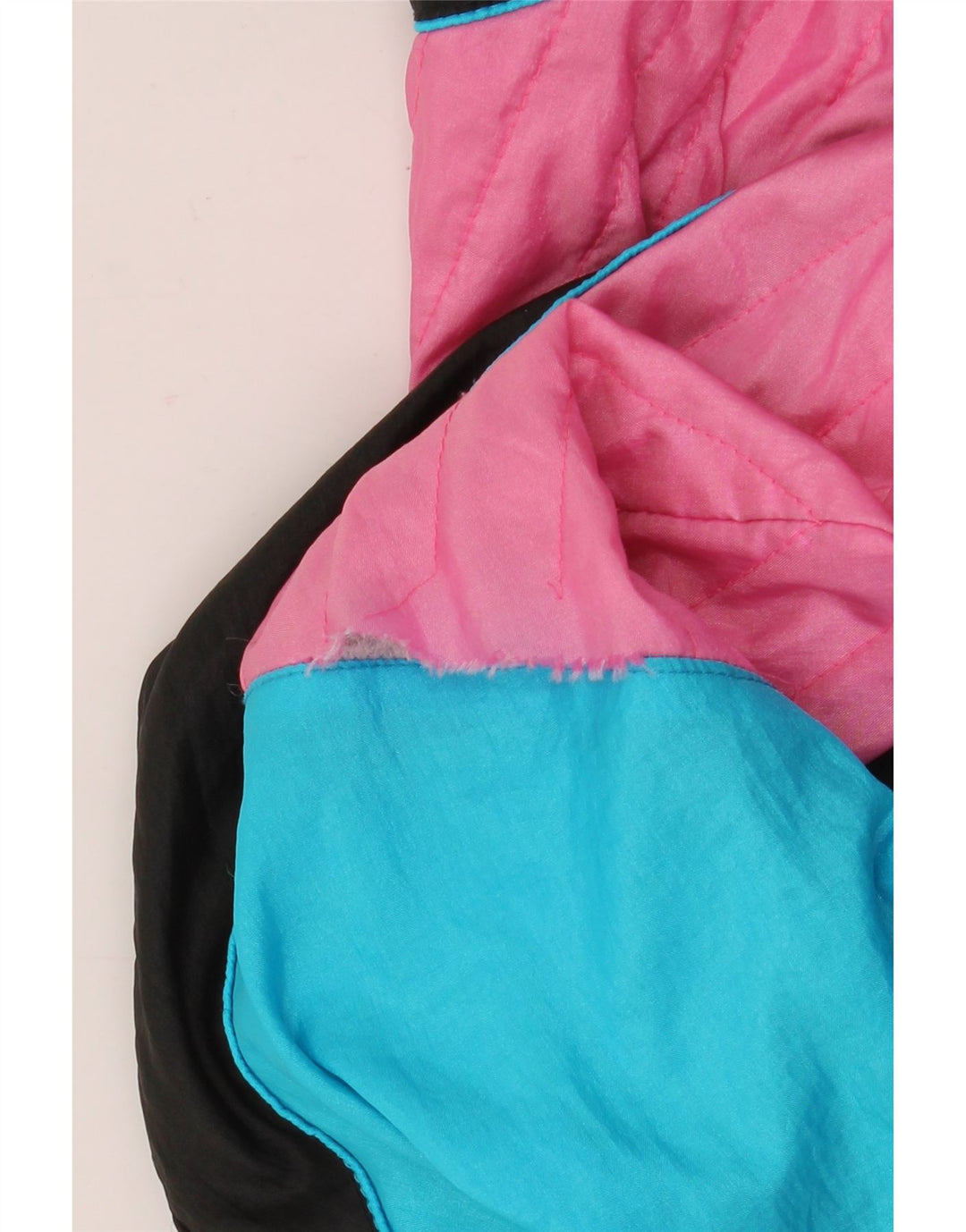 Męska kurtka dresowa w stylu vintage, średni niebieski nylon z blokami kolorów