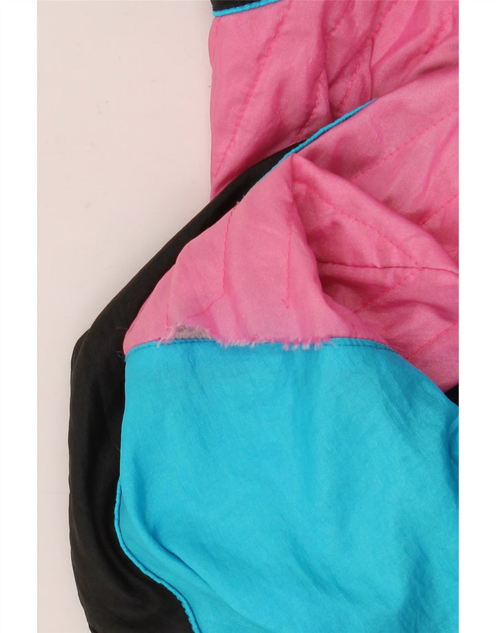 Męska kurtka dresowa w stylu vintage, średni niebieski nylon z blokami kolorów