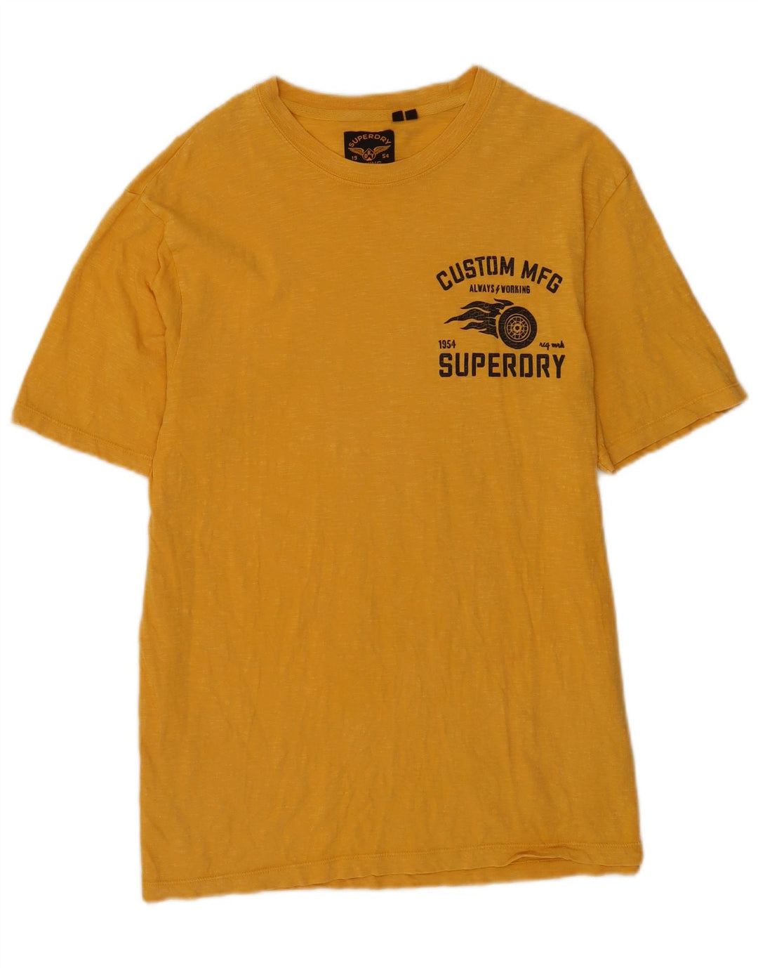Męski T-shirt z grafiką Superdry, mały, żółty, bawełniany