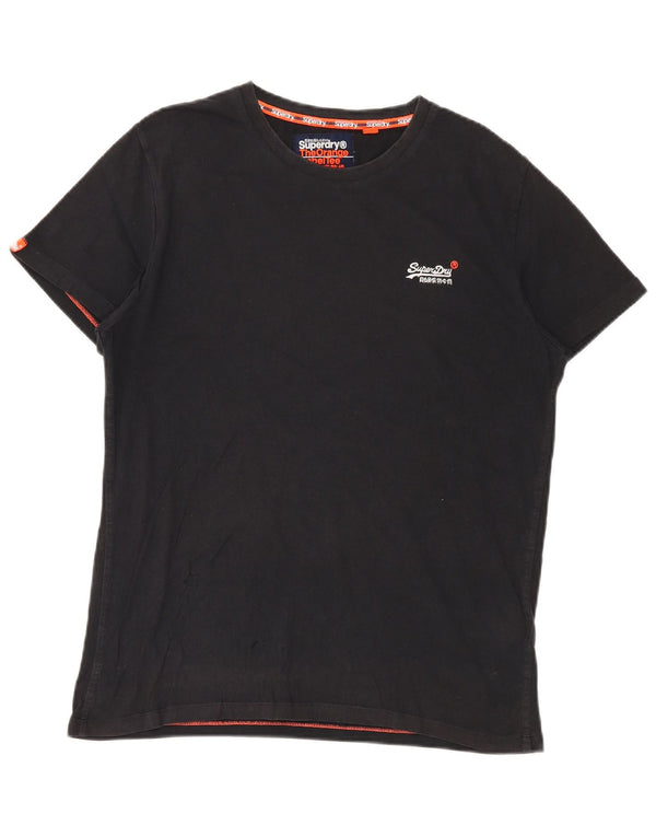 Męski T-shirt Superdry, duży, czarny, bawełniany