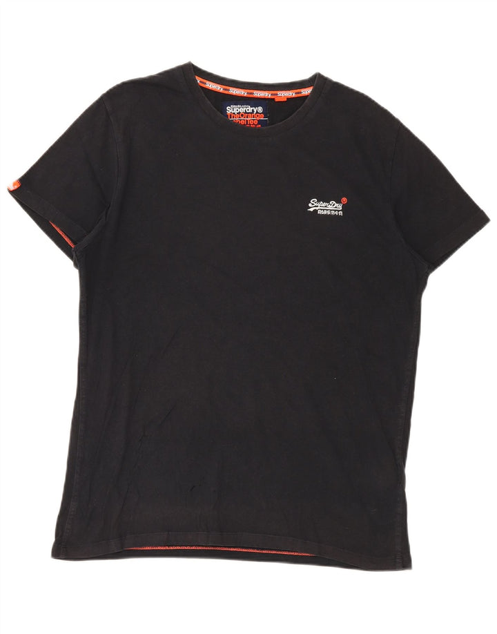 Męski T-shirt Superdry, duży, czarny, bawełniany
