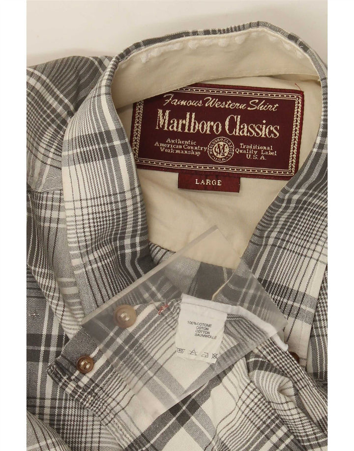 Koszula męska Marlboro Classics, duża, szara, bawełniana krata