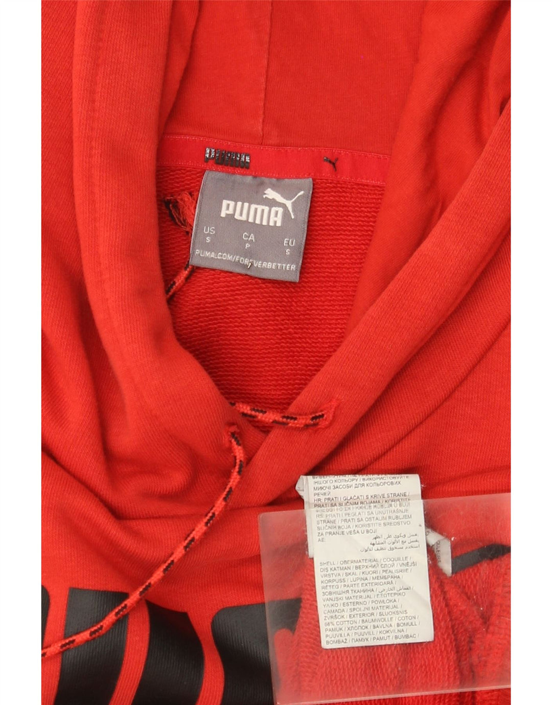 Męski sweter z kapturem Puma z grafiką, mały, czerwony, bawełniany