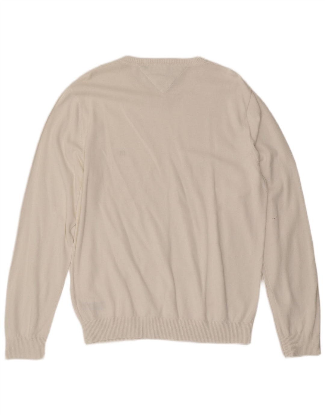 Tommy Hilfiger Męski sweter z dekoltem w kształcie litery V XL, biały, bawełniany klasyk