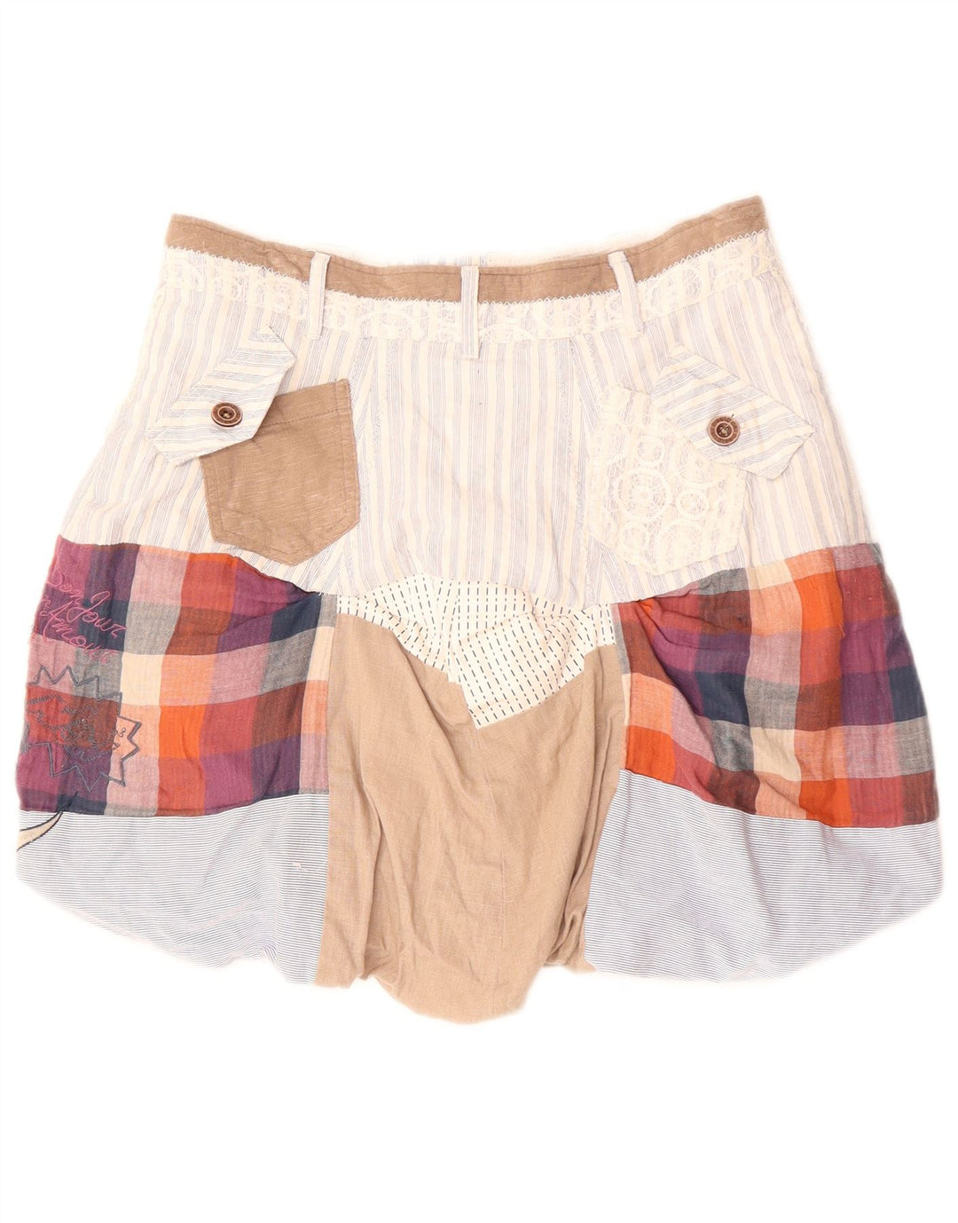 DESIGUAL Damska spódnica bąbelkowa EU 36 Small W30 Wielobarwny patchwork