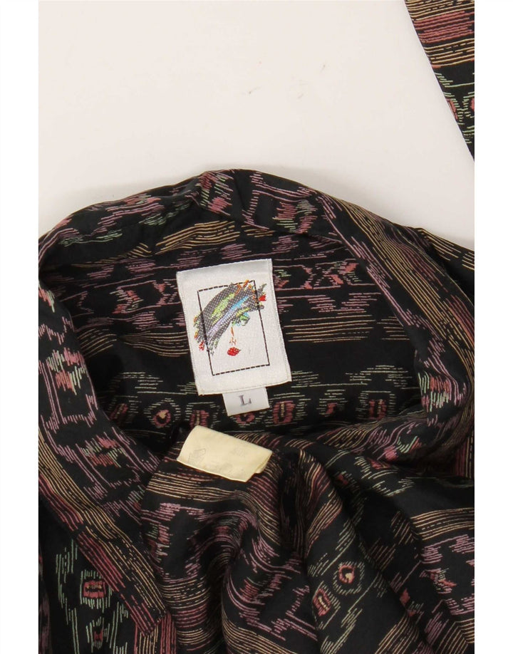 Koszula męska w stylu vintage, duża, wielokolorowa, z geometrycznego jedwabiu