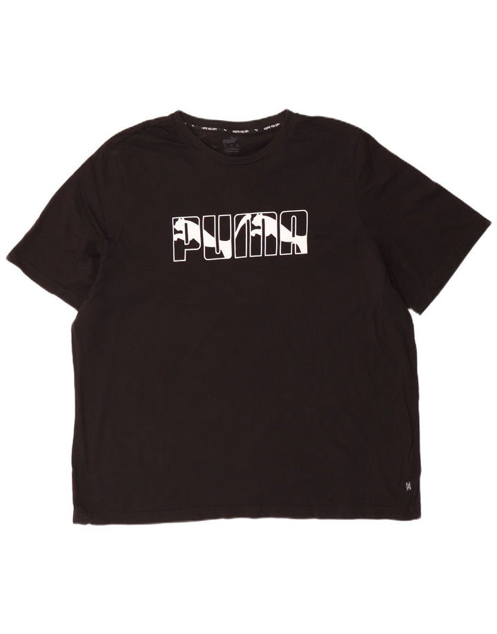 Męski T-shirt z grafiką PUMA, top 2XL, czarna bawełna