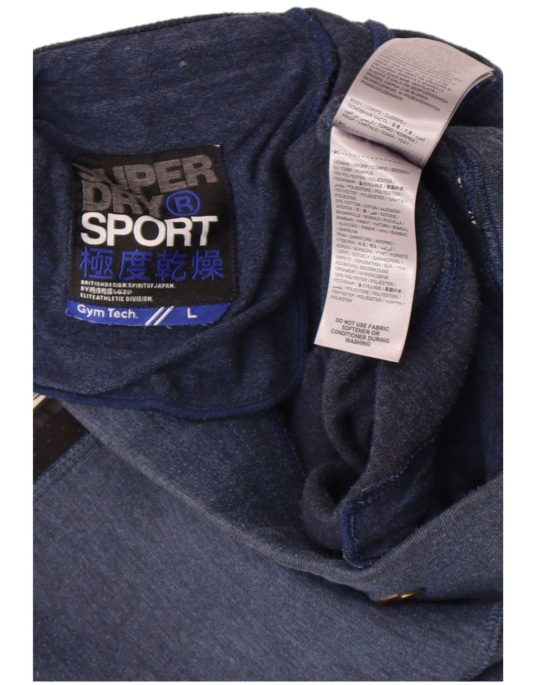 Męskie spodenki sportowe Superdry z grafiką, duży granatowy, poliester z blokami kolorów