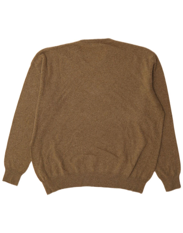 Męski sweter Kappa z dekoltem w kształcie litery V, 3XL Khaki, wełna jagnięca