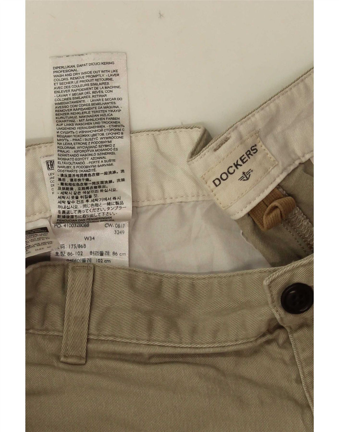 Męskie spodenki cargo Dockers W34, duże, bawełniane w kolorze khaki