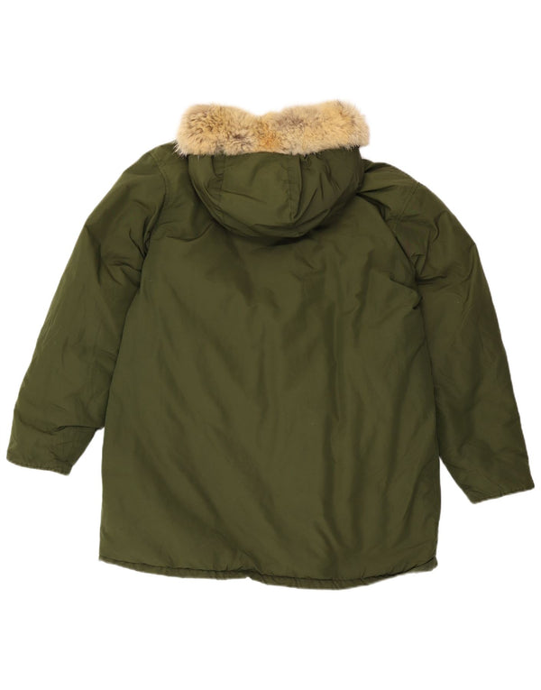 Męska ocieplana kurtka z kapturem Woolrich UK 40, duża, zielona bawełna
