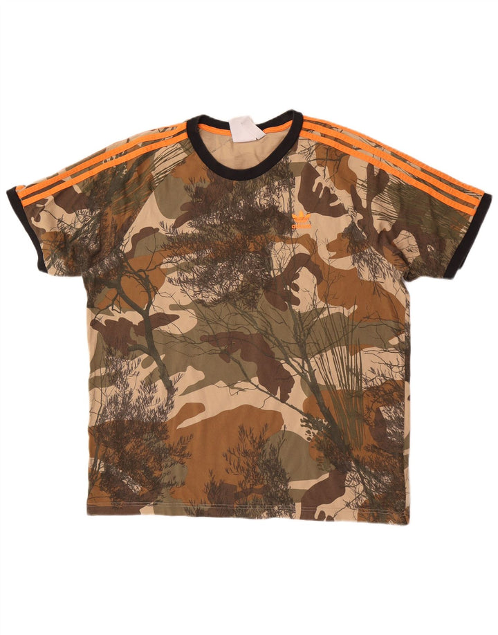 Adidas Męski T-Shirt Top Duży Wielobarwny Kamuflaż Bawełniany