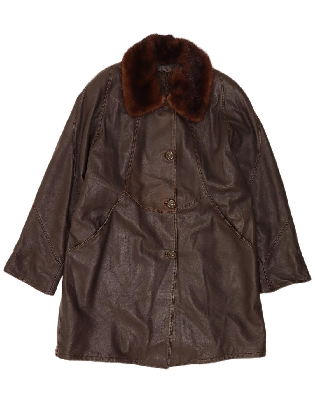 Płaszcz damski vintage UK 18 XL brązowy