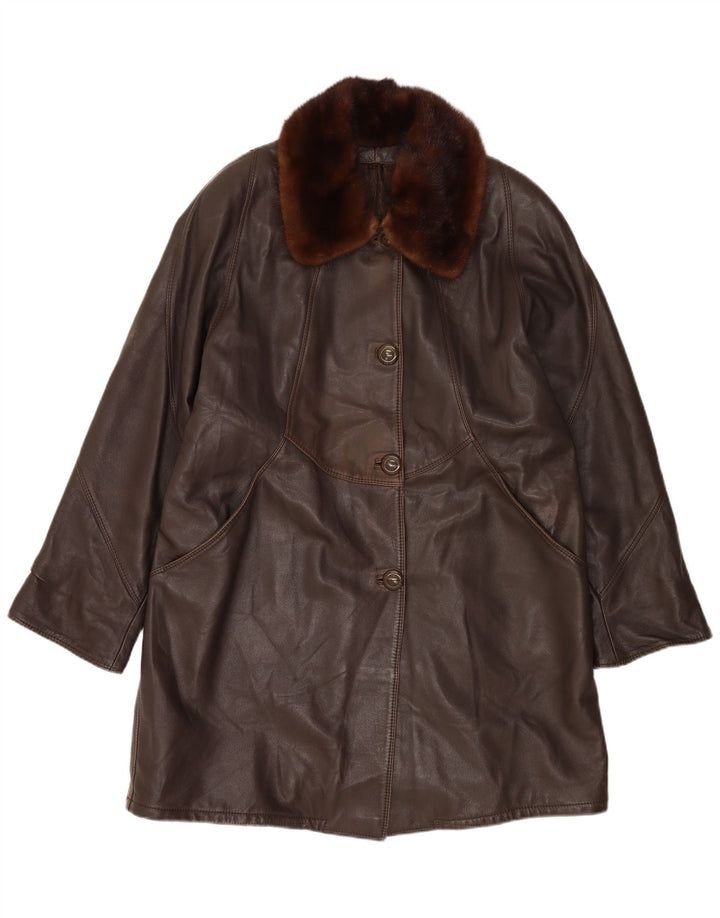 Płaszcz damski vintage UK 18 XL brązowy