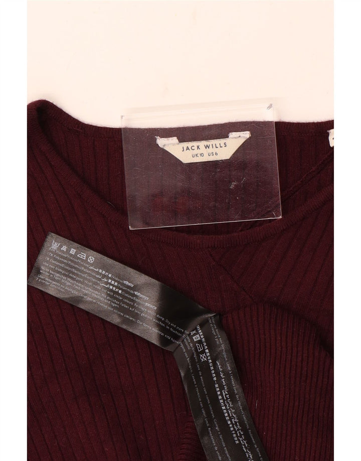 Sweter damski Jack Wills z dekoltem w łódkę UK 10 Small Burgundowa wiskoza