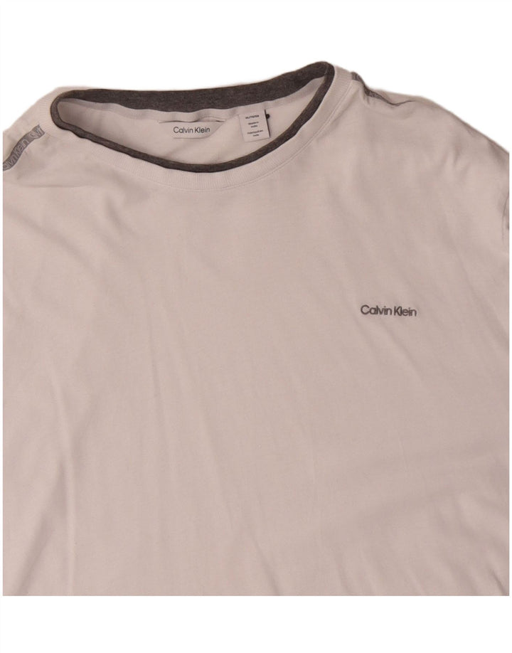 CALVIN KLEIN Męski top z długim rękawem XL, biała, bawełniana